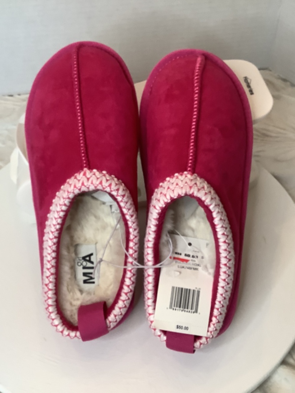 NWT Girl Mia Fushia‎ Hot pink suede clogs big girl sz. 4 or women’s 6 - Picture 3 of 11